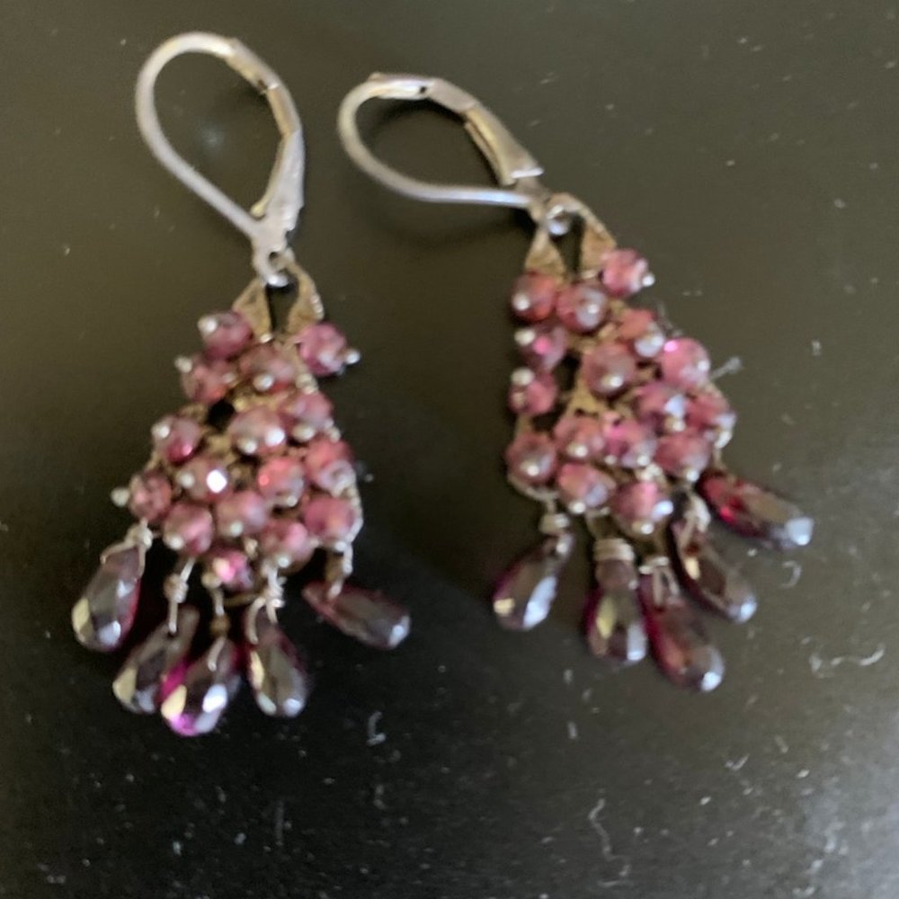 Amethyst & Sterling silver beaded earrings